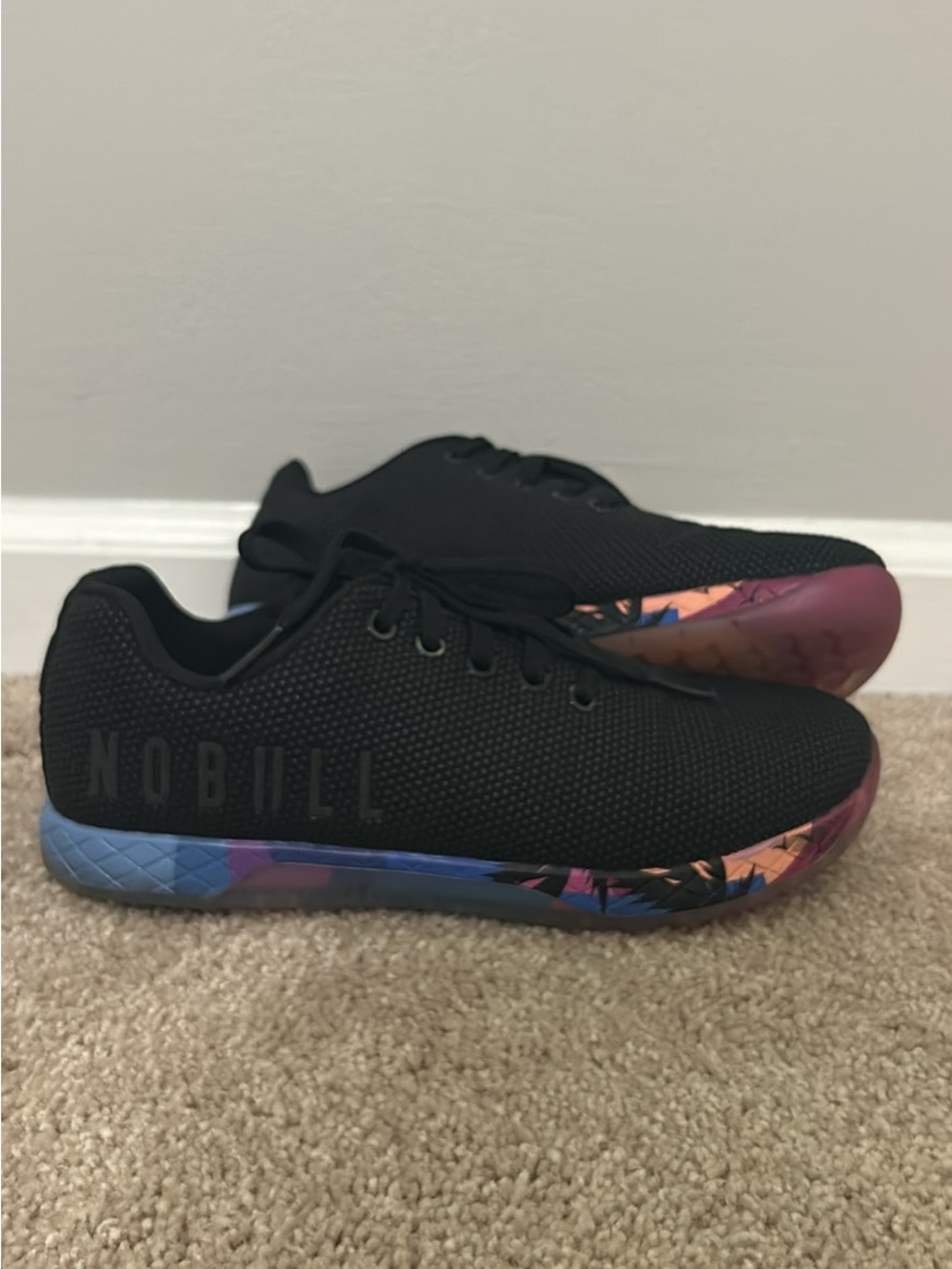 NOBULL Women's Black Training Shoes with Multicolor Patterned Sole